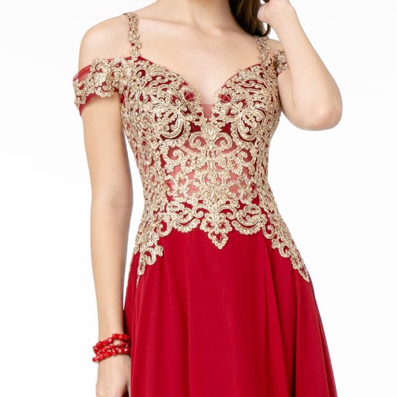 NEW CUT AWAY SHOULDERS SLEEVELESS A-LINE CHIFFON DRESS WITH ZIPPER BACK GL2998 - Picture 8 of 10